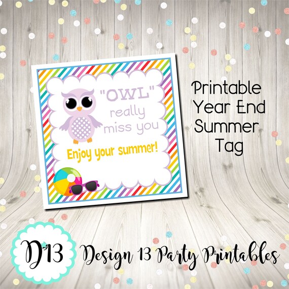 Owl Really Miss You End Of School Year End Square Digital Etsy