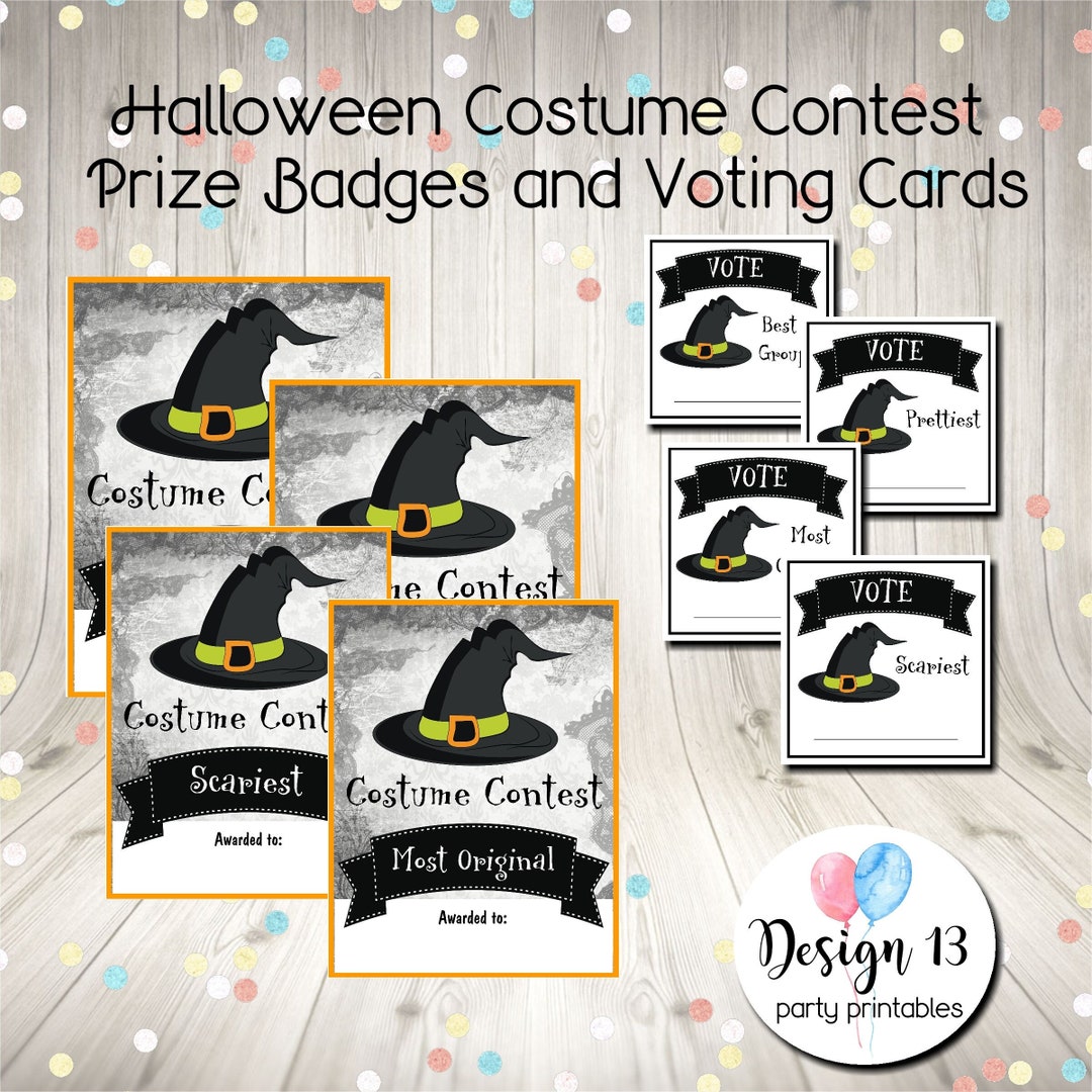 Halloween Costume Contest Award Cards Pdf Digital Printable INSTANT ...