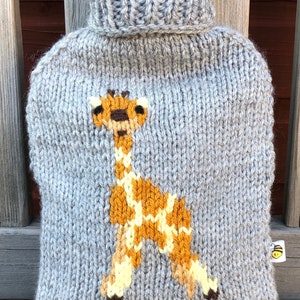 Giraffe Hot Water Bottle Cover, knitting pattern. image 2