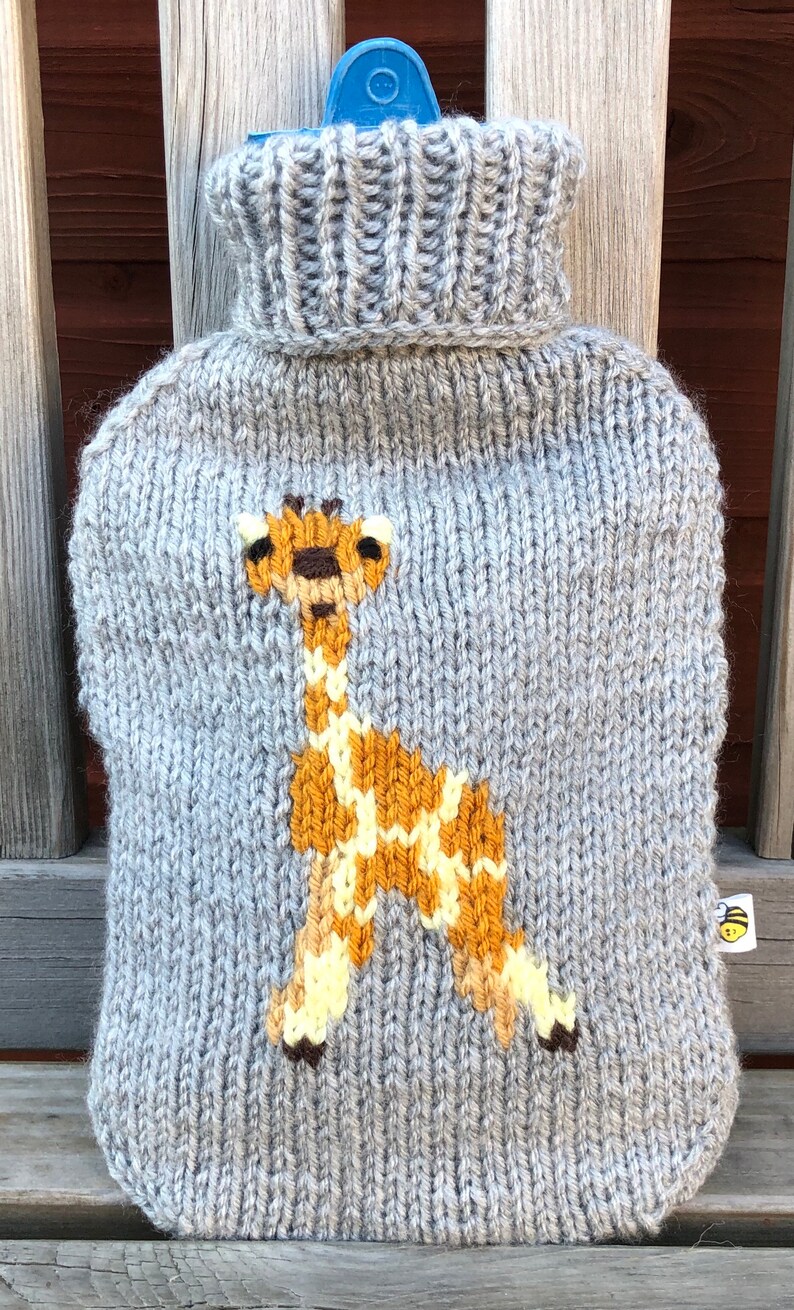 Giraffe Hot Water Bottle Cover, knitting pattern. image 2