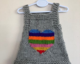 Heart Baby Pinafore Dress, Knitting Pattern