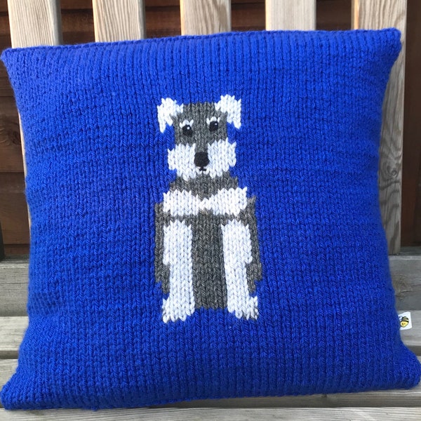 Schnauzer Puppy Cushion Cover, Knitting Pattern