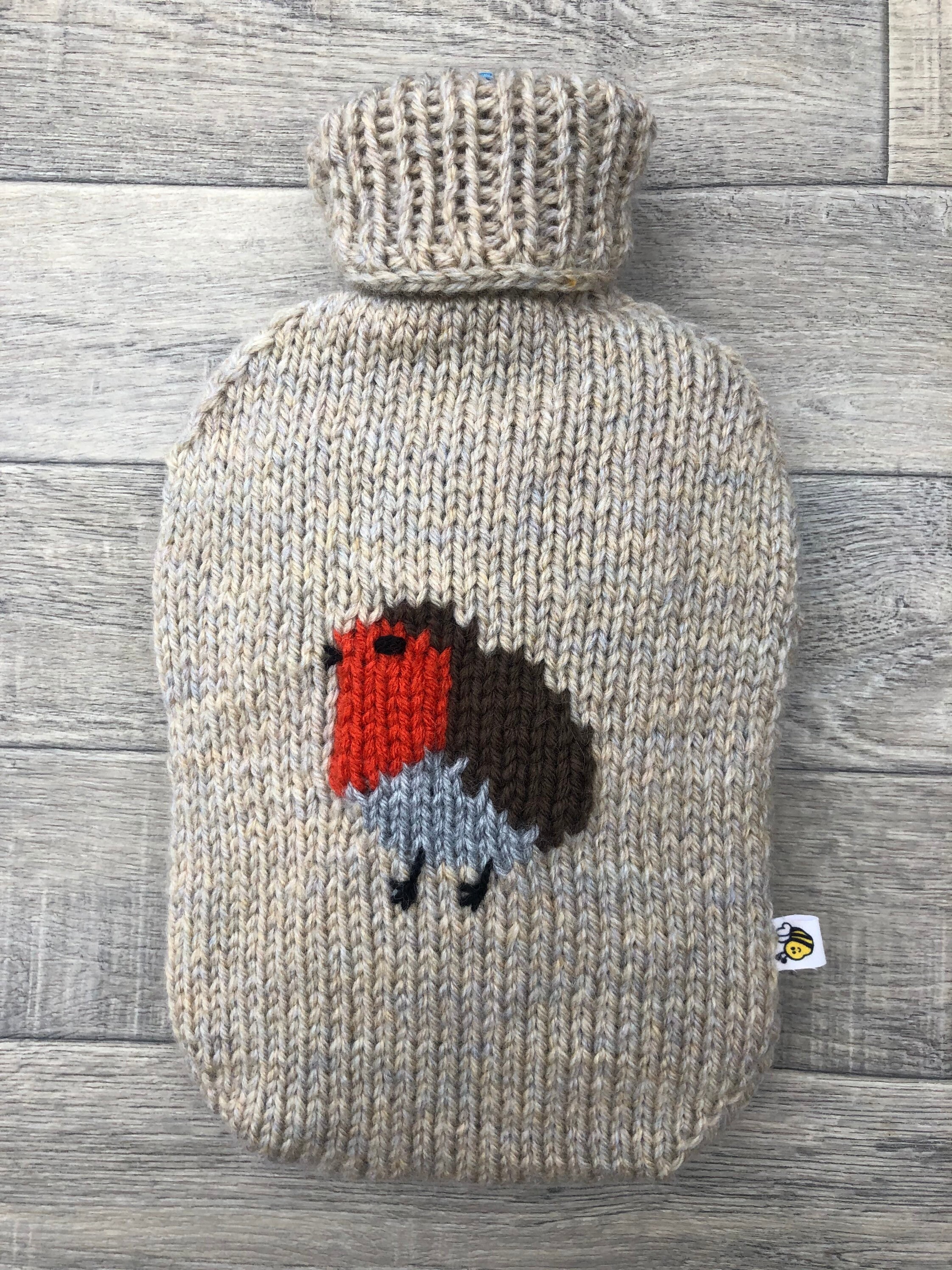 Robin Hot Water Bottle Cover Knitting Pattern for a 2 Litre Etsy UK