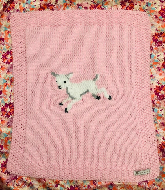 Lamb Baby Blanket Knitting Pattern Pushchair Sized Etsy UK