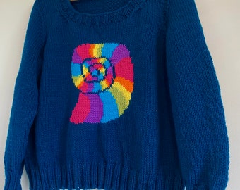 Ammonite Sweater, Knitting Pattern, Adult sizes