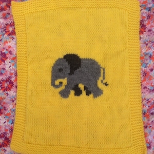 Elephant Baby Blanket, Knitting Pattern image 1