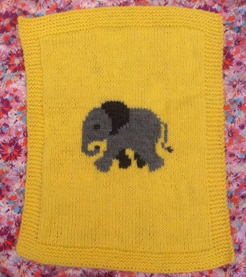 Elephant Baby Blanket, Knitting Pattern image 1