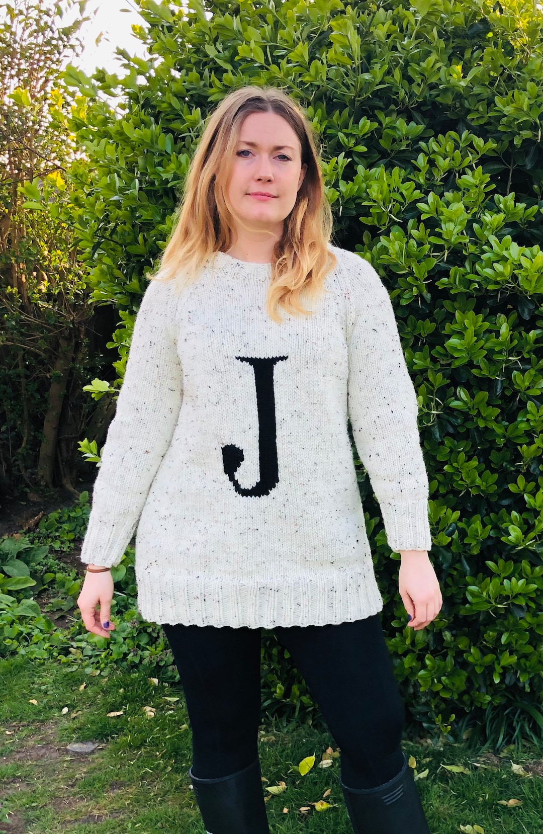 women's design letter knit sweater