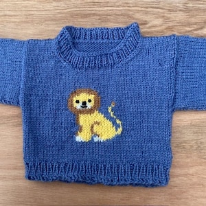 Lion Baby Sweater, knitting pattern,  0-3 months or 3-6 months