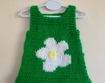 Baby Pinafore Dress Knitting Pattern 0-3 months or 3-6 months.