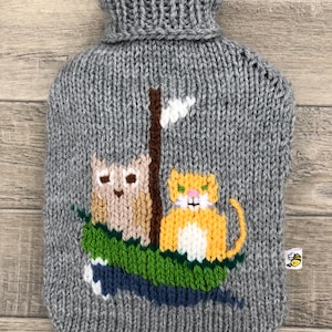 The Owl and the Pussycat, Hot Water Bottle Cover, Knitting Pattern