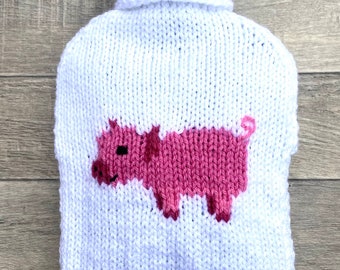 Piglet Hot Water Bottle Cover, Hand Knitted