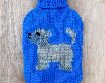 Lhasa Apso Hot Water Bottle Cover, hand knitted