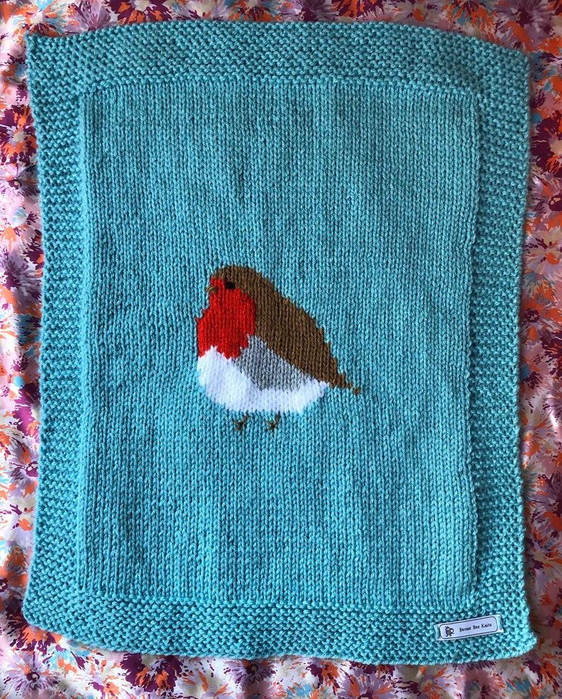 Robin baby blanket knitting pattern 18 x 22 inches. Etsy
