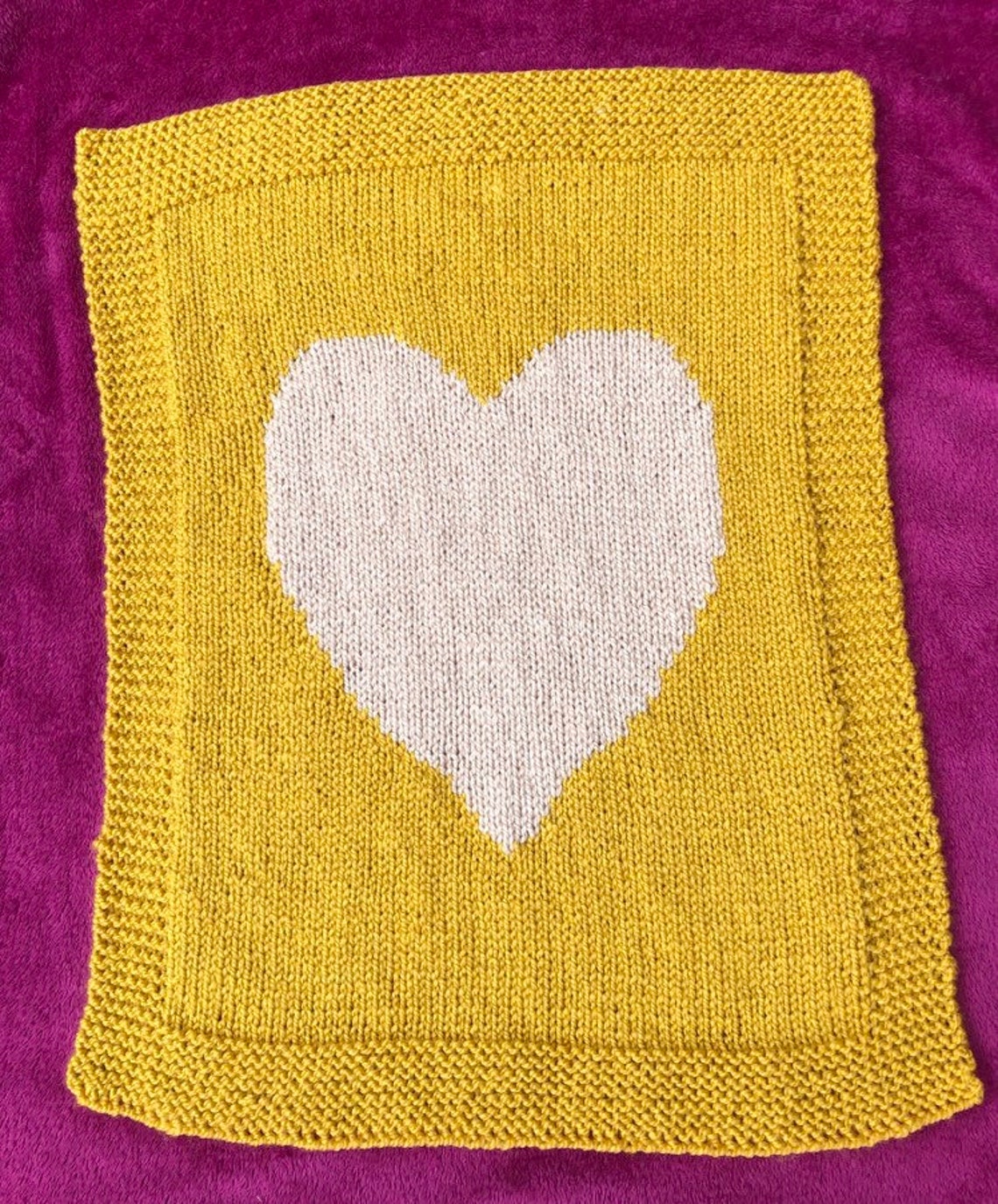 Heart Baby Blanket Knitting Pattern Easy Knit Chunky/bulky Etsy Canada