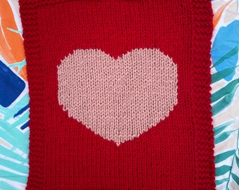 Heart Baby Blanket, Knitting  Pattern (Super chunky)