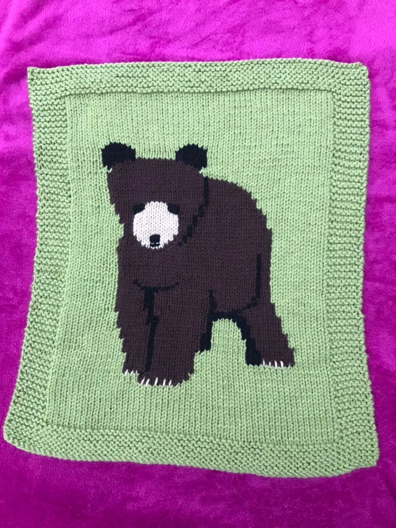 Black Bear Baby Blanket Knitting Pattern 18 x 24 inches/48 x Etsy