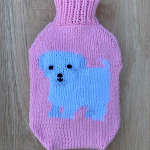 Maltese terriër, warmwaterkruikhoes, breipatroon