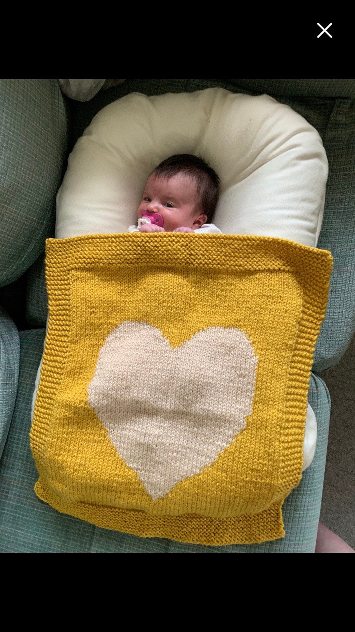 Heart Baby Blanket/pram Cover Knitting Pattern Easy Knit Etsy