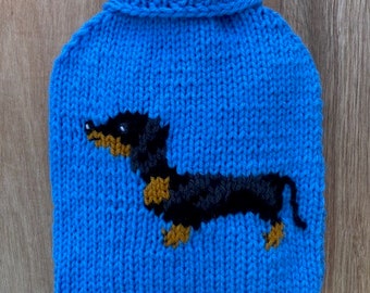 Dachshund Hot Water Bottle Cover, Knitting Pattern