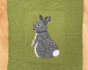 Rabbit Baby Blanket, Knitting Pattern UK