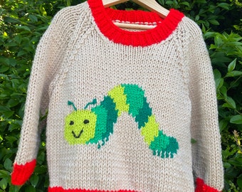 Caterpillar Sweater, 2-3 years, hand knitted