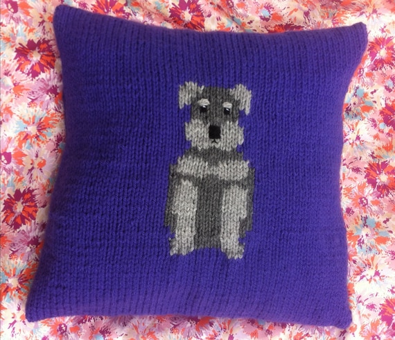 Schnauzer Puppy Cushion Cover Knitting Pattern Etsy