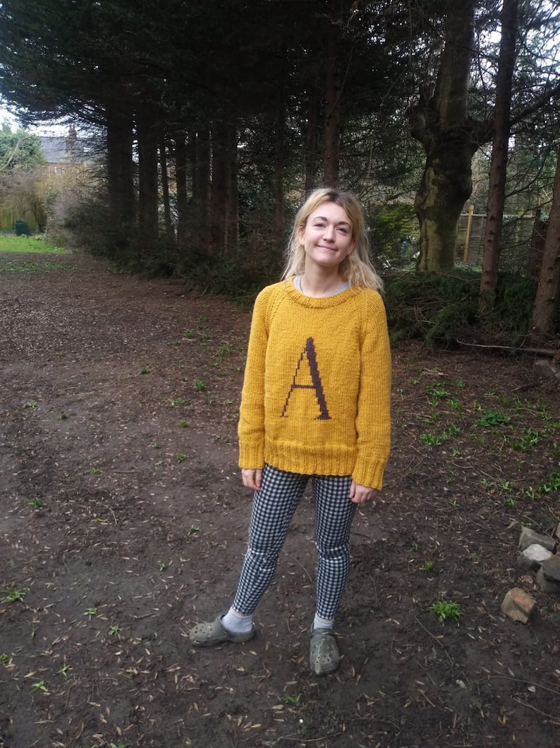 Letter A Sweater Knitting Pattern Sizes Small Medium and Etsy UK