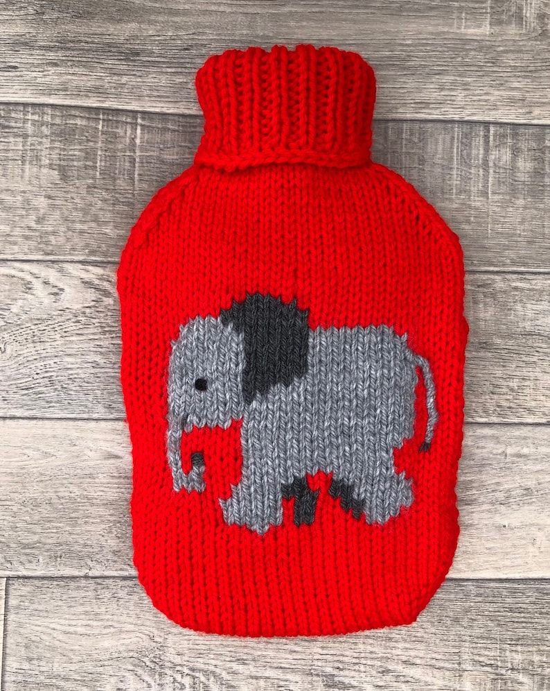 Elephant Hot Water Bottle Cover Knitting Pattern Etsy UK