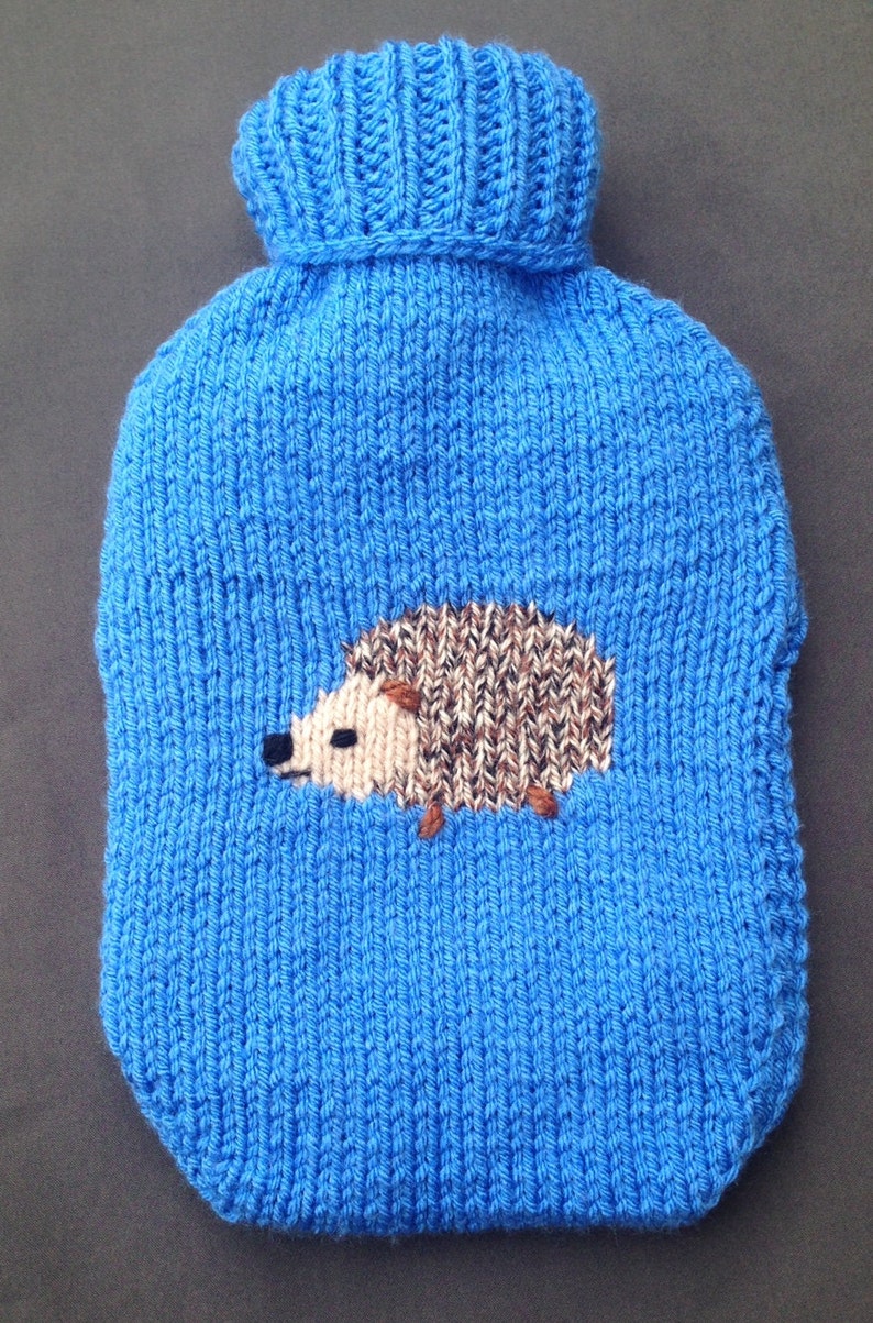 Hedgehog hot water bottle cover knitting pattern. Etsy