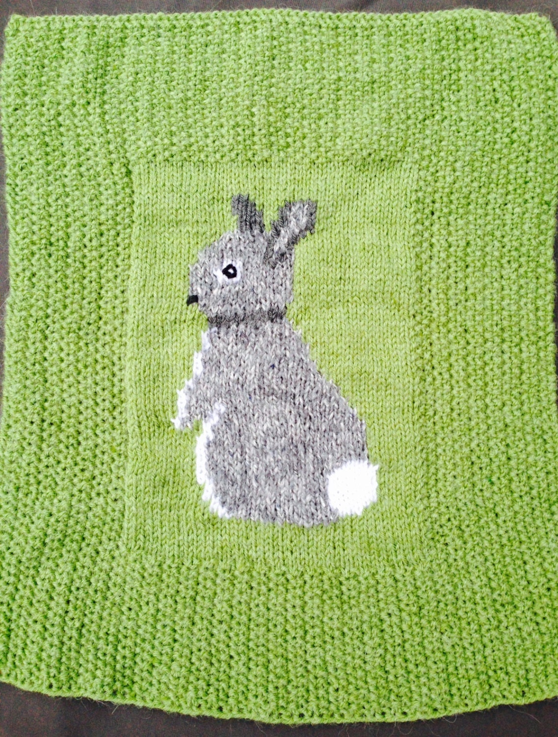 Rabbit baby blanket knitting pattern. Etsy