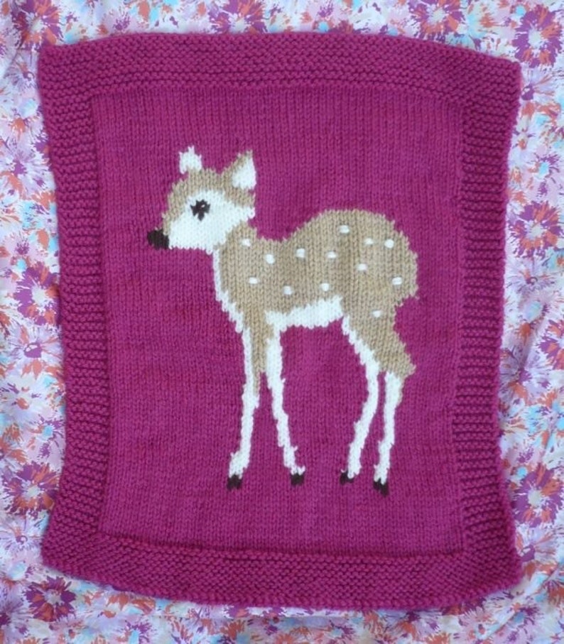Deer Baby Blanket/pram cover knitting pattern. Etsy
