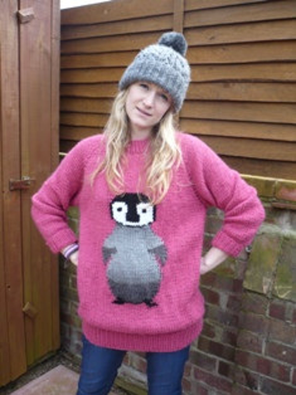 Penguin sweater chunky/bulky knitting pattern easy intarsia Etsy