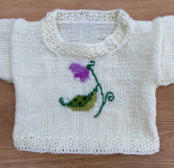Sweet Pea Baby Sweater, Knitting Pattern, 0-3 Months or 3-6 Months