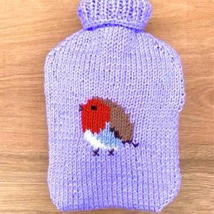 Robin Hot Water Bottle Cover, Knitting Pattern