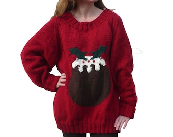 Christmas Pudding Sweater, Knitting Pattern.