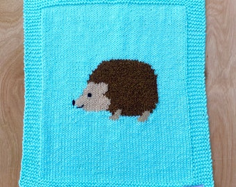 Hedgehog Baby Blanket, hand knitted.