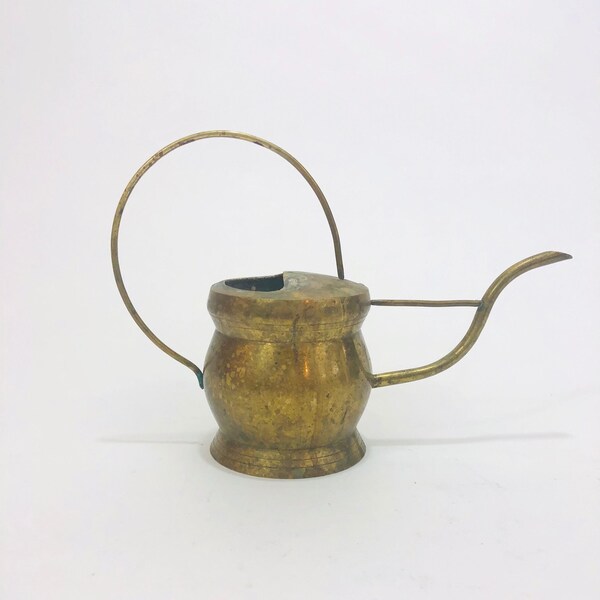 Vintage Brass watering can, Metal watering can, Watering can, Water spout, Small watering can, Long spout, Ornate handle