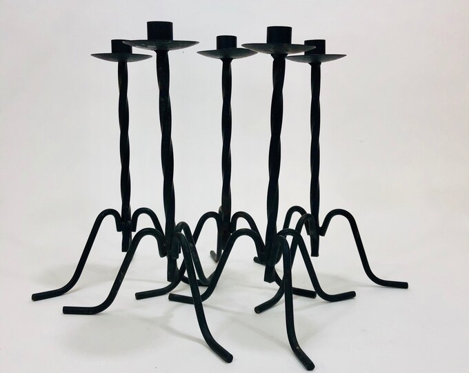 5 Tall Wrought Iron Candle Holders Wrought Iron Twisted Etsy