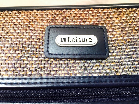 Vintage tweed suitcase, Leisure suitcase, Blue le… - image 6