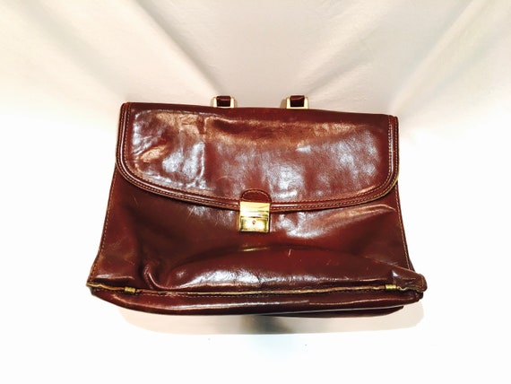 Vintage leather briefcase, Soft leather, Brown bri
