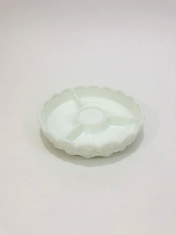 Vintage Milk Glass Serving Tray Milk Glass Serving Platter Etsy