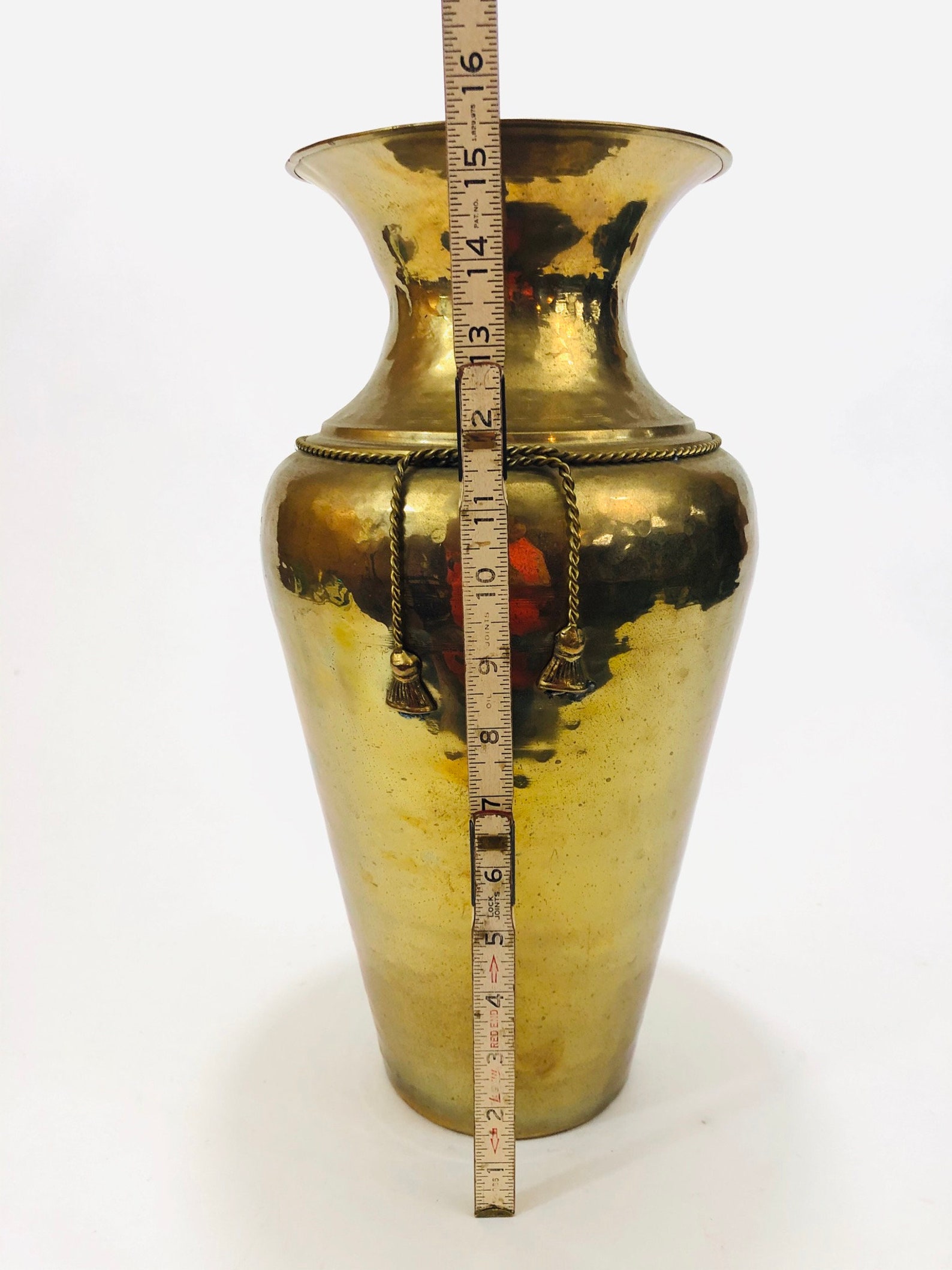 Tall brass vase Round brass vase Large metal vase Mantel Etsy