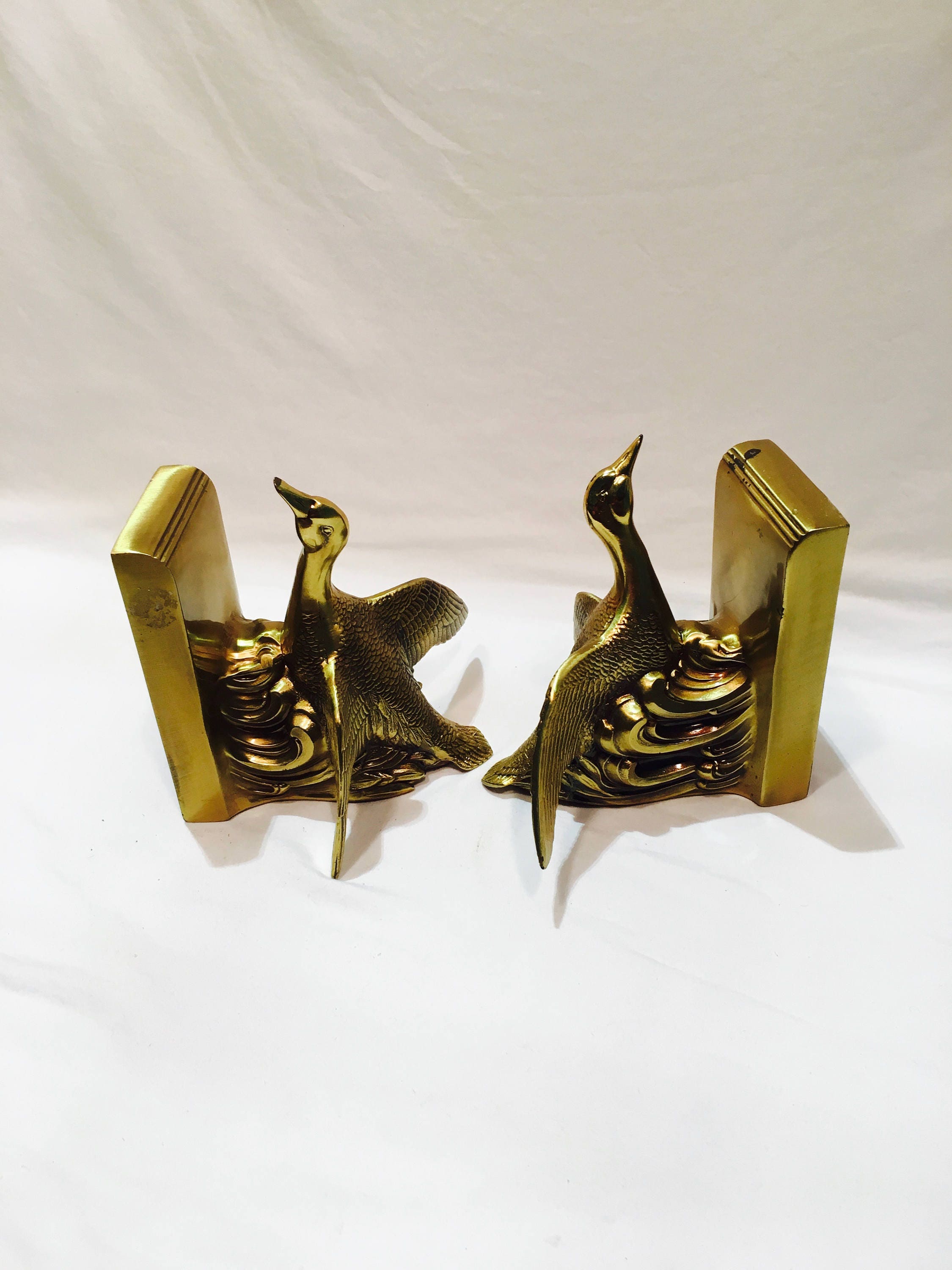2 Brass Duck Bookends Duck hunter bookends Brass Ducks duck Etsy