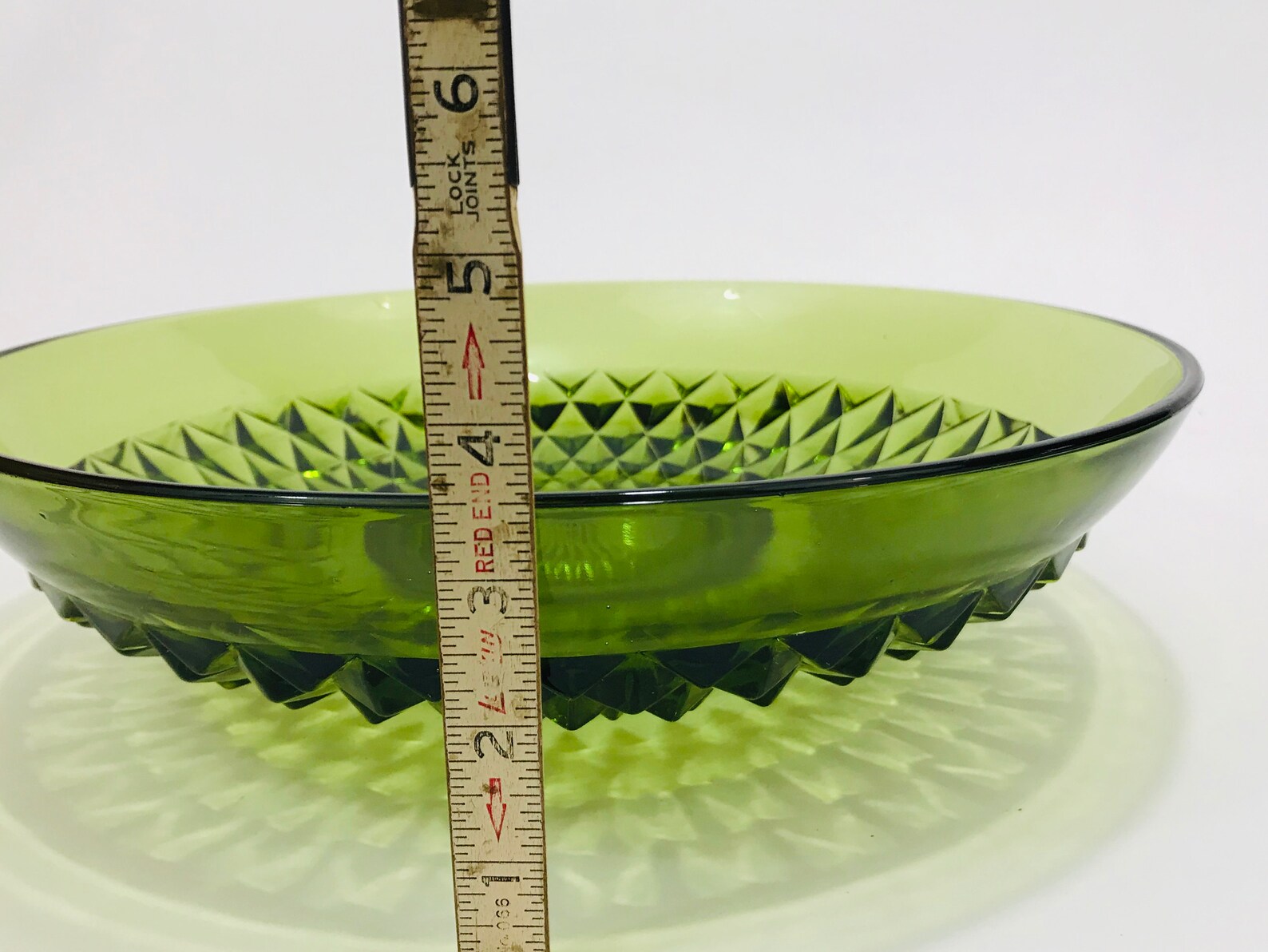 2 Green Glass Serving Bowls Green Glass Diamonds Diamond Etsy