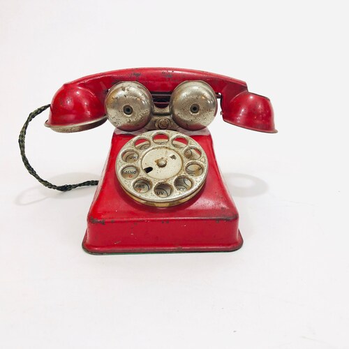 Vintage Toy phone, Rotary telephone, Play Phone, Rotary Dial, Red Rotary shops dial, Toy Desk Phone, Pretend Play, Red Toy Phone, Metal Toy Phone