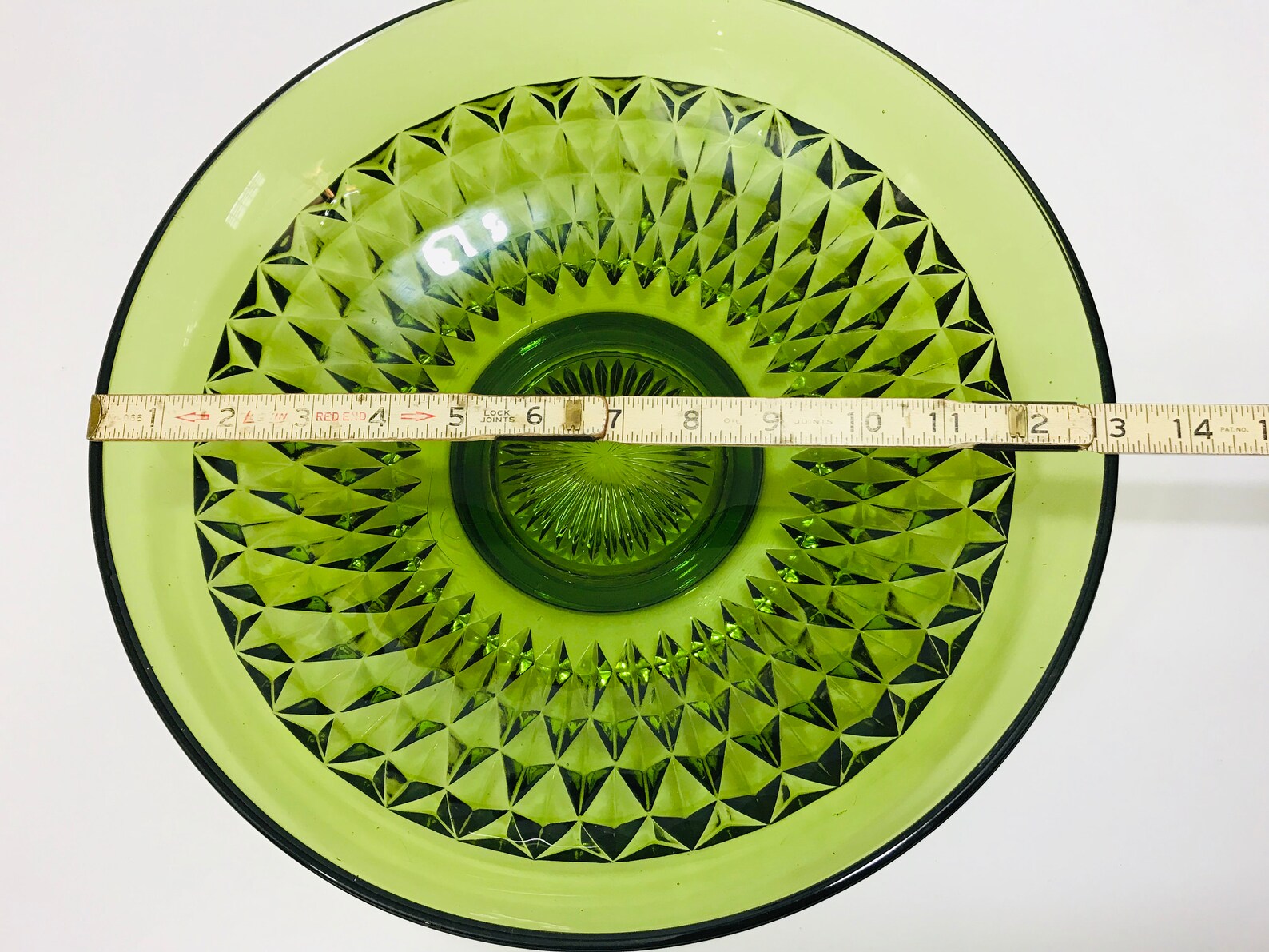 2 Green Glass Serving Bowls Green Glass Diamonds Diamond Etsy