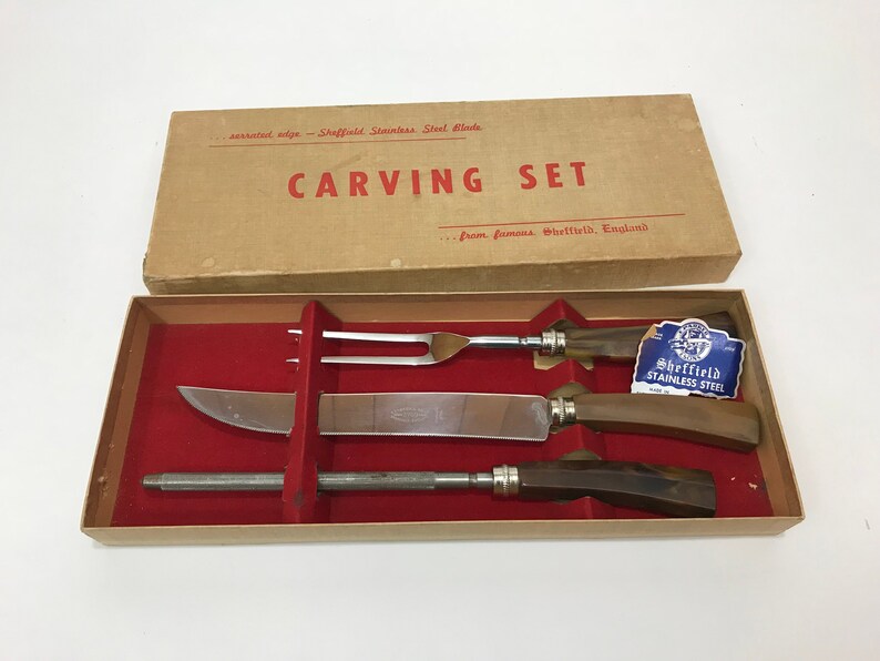 Regent Sheffield Carving Set Vintage Knives Vintage Regent Etsy