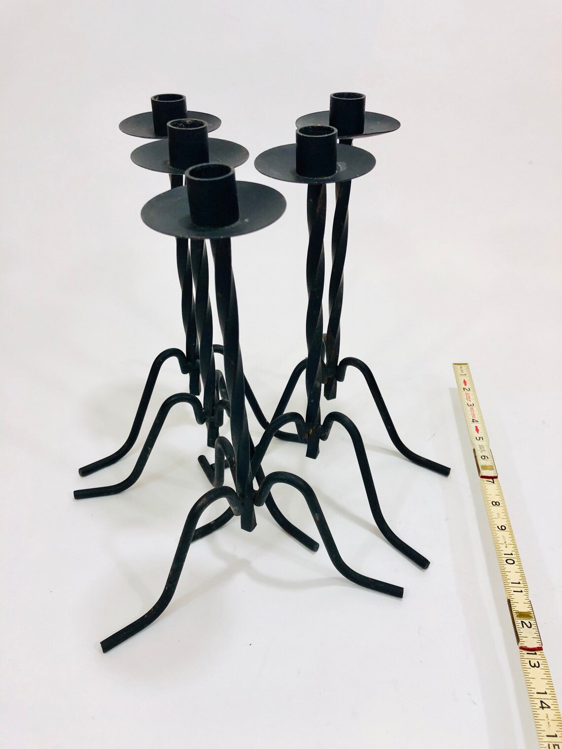 5 Tall Wrought Iron Candle Holders Wrought Iron Twisted Etsy