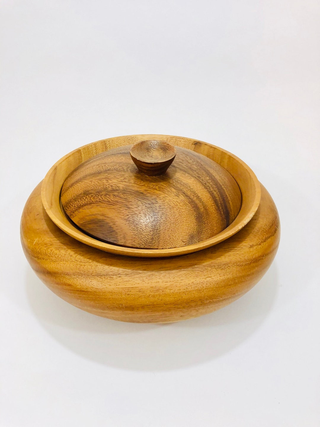 Turned Wood Bowl With Lid Large Wood Bowl Large Wood Bowl Etsy